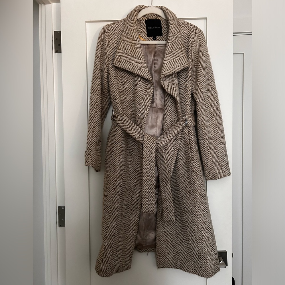 Ivanka Trump Beige Herringbone Trench Coat